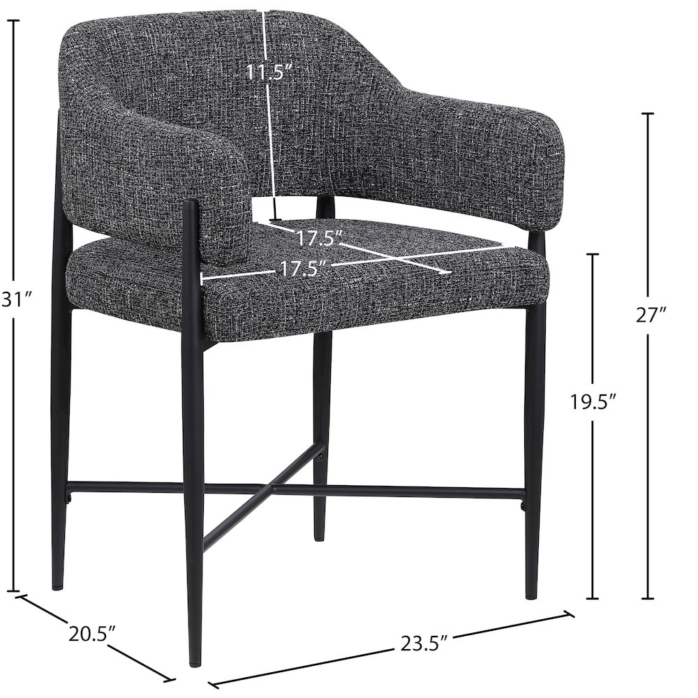 Dame Black Fabric Upholstered Dining Chair, Set of 2. Picture 10