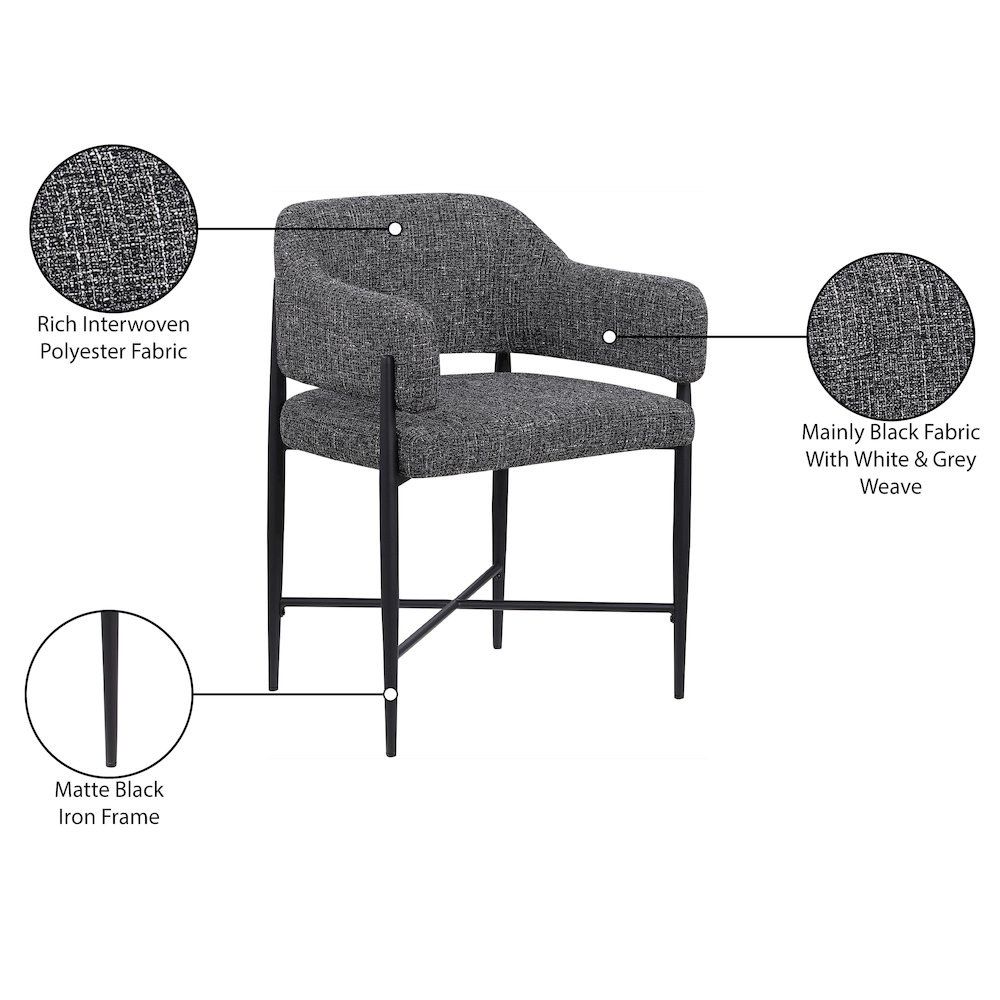 Dame Black Fabric Upholstered Dining Chair, Set of 2. Picture 11