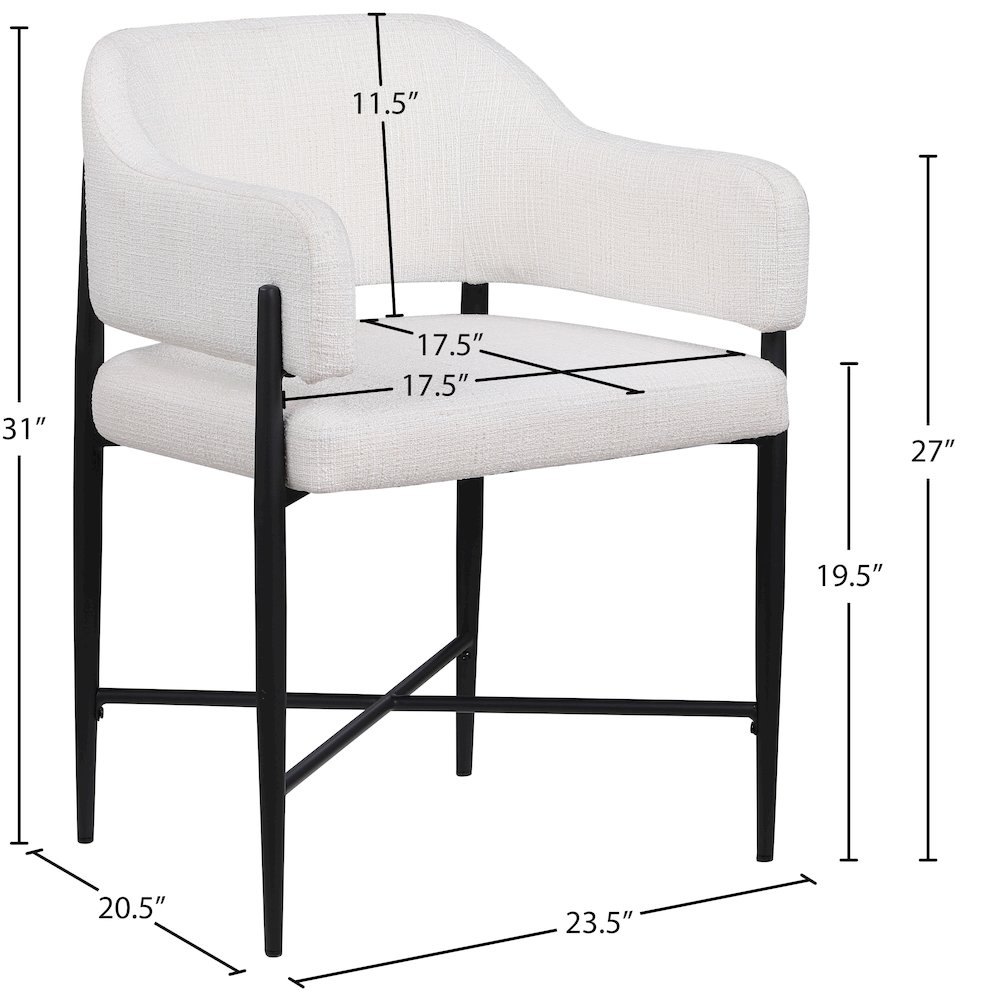 Dame Cream Fabric Upholstered Dining Chair, Set of 2. Picture 11