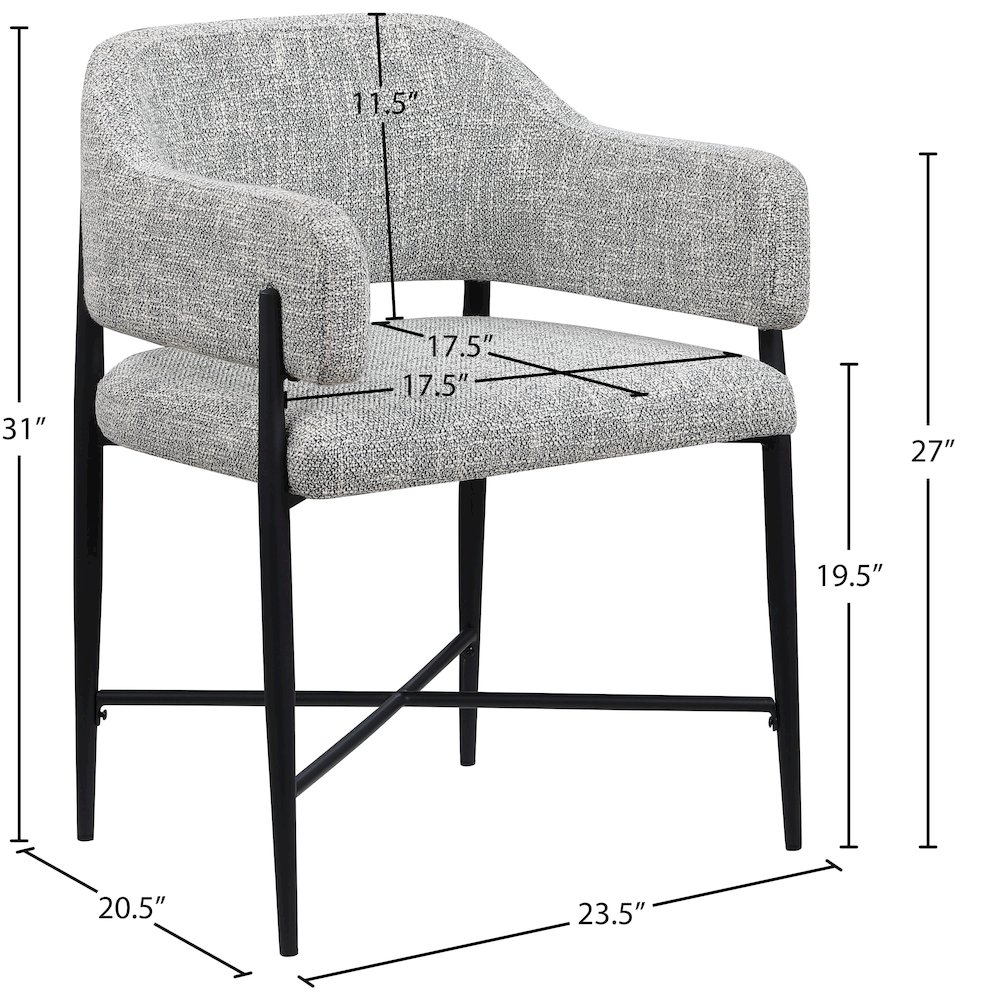 Dame Grey Fabric Upholstered Dining Chair, Set of 2. Picture 10