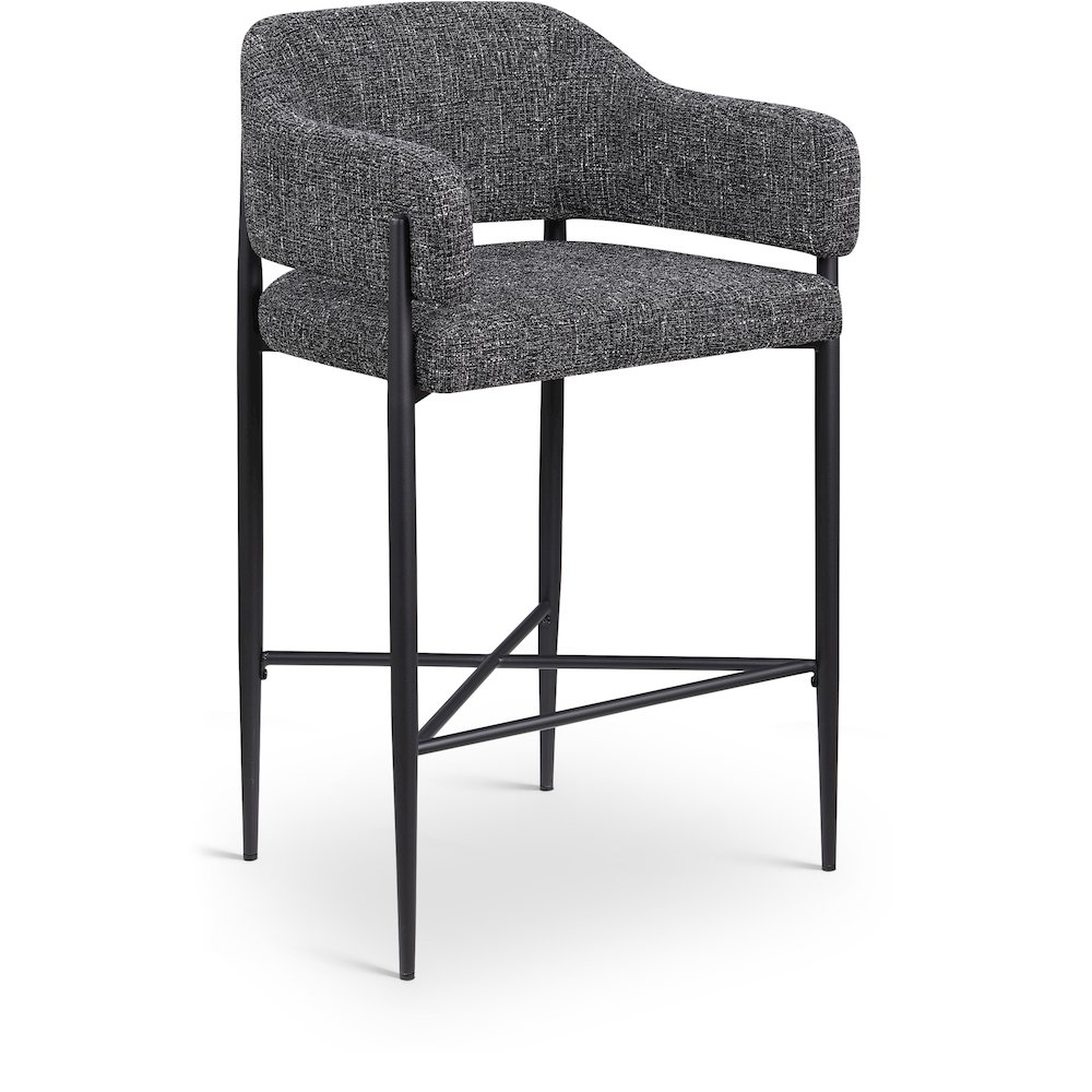Dame Black Fabric Upholstered Counter Stool, Set of 2. Picture 2