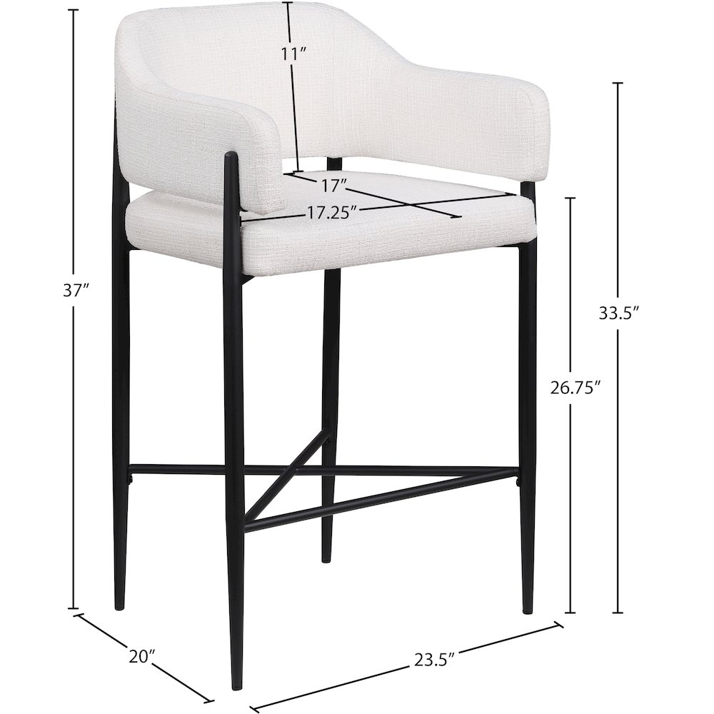 Dame Cream Fabric Upholstered Counter Stool, Set of 2. Picture 11