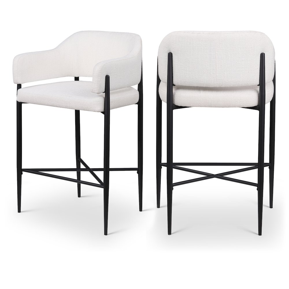 Dame Cream Fabric Upholstered Counter Stool, Set of 2. Picture 1