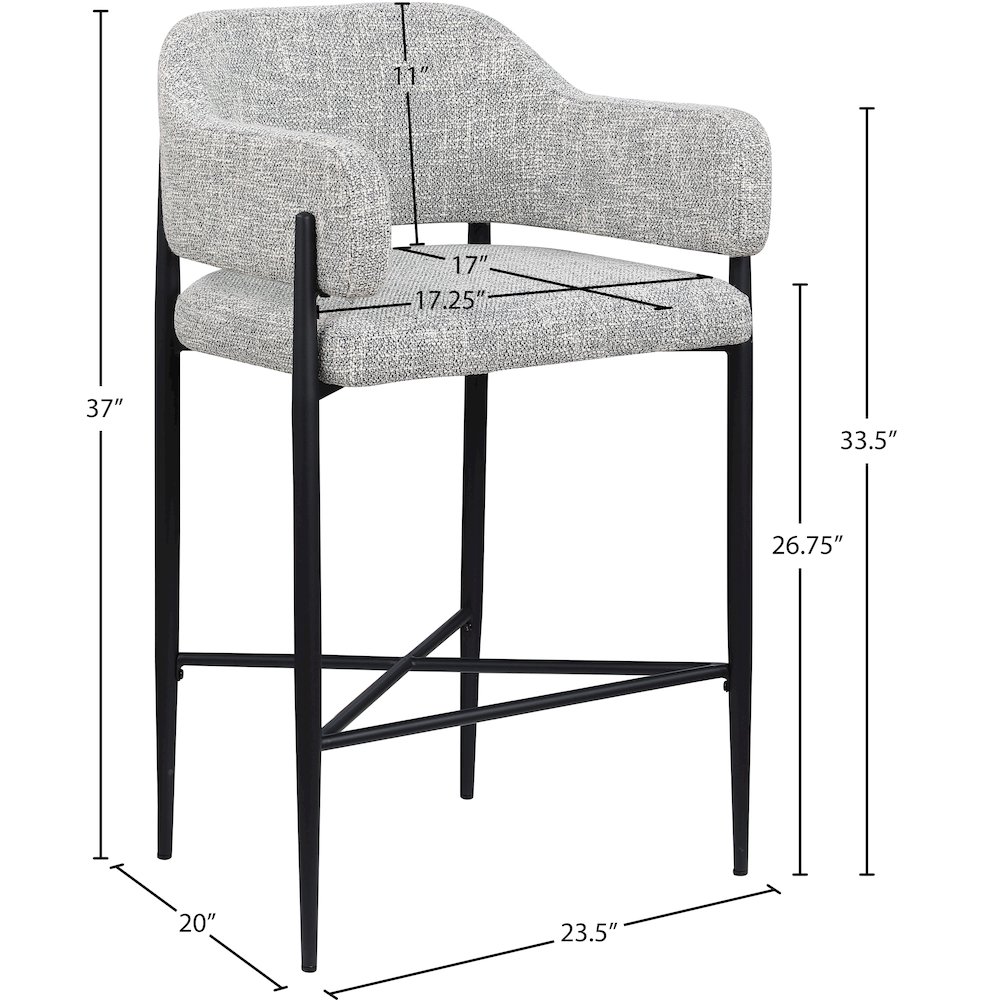 Dame Grey Fabric Upholstered Counter Stool, Set of 2. Picture 10