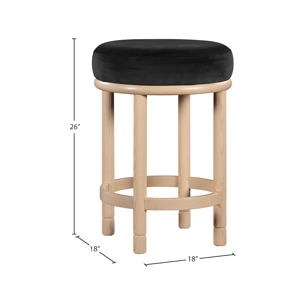 Monette Black Velvet Counter Stool. Picture 5