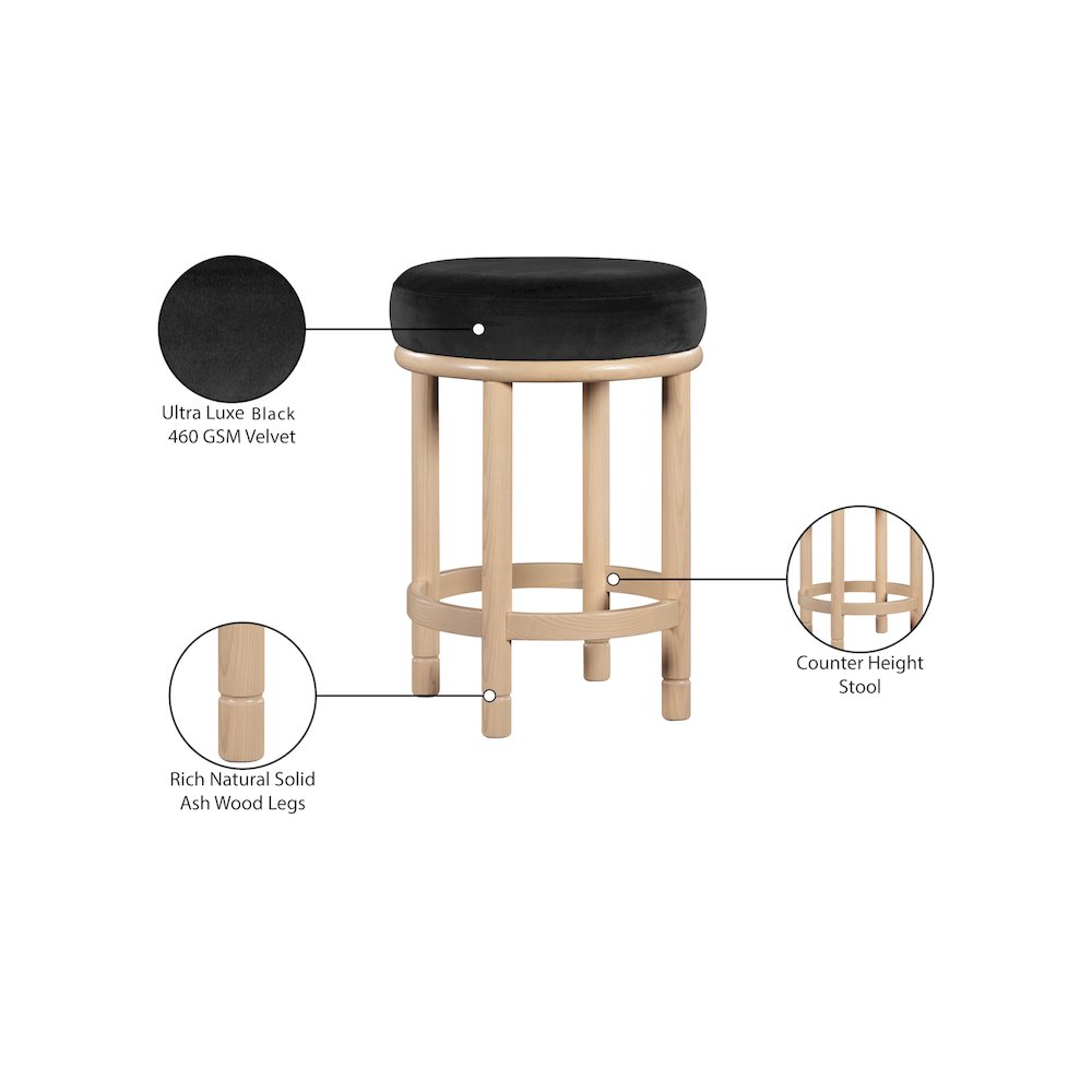 Monette Black Velvet Counter Stool. Picture 6