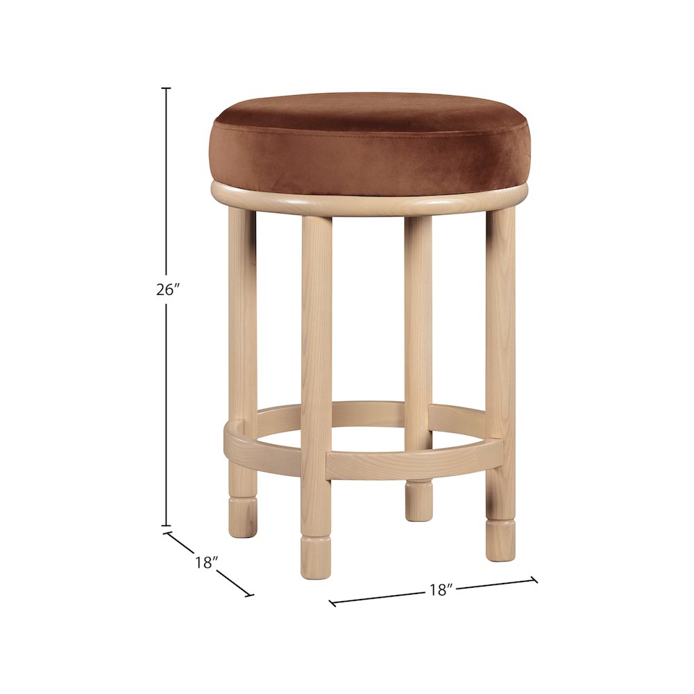 Monette Cognac Velvet Counter Stool. Picture 5
