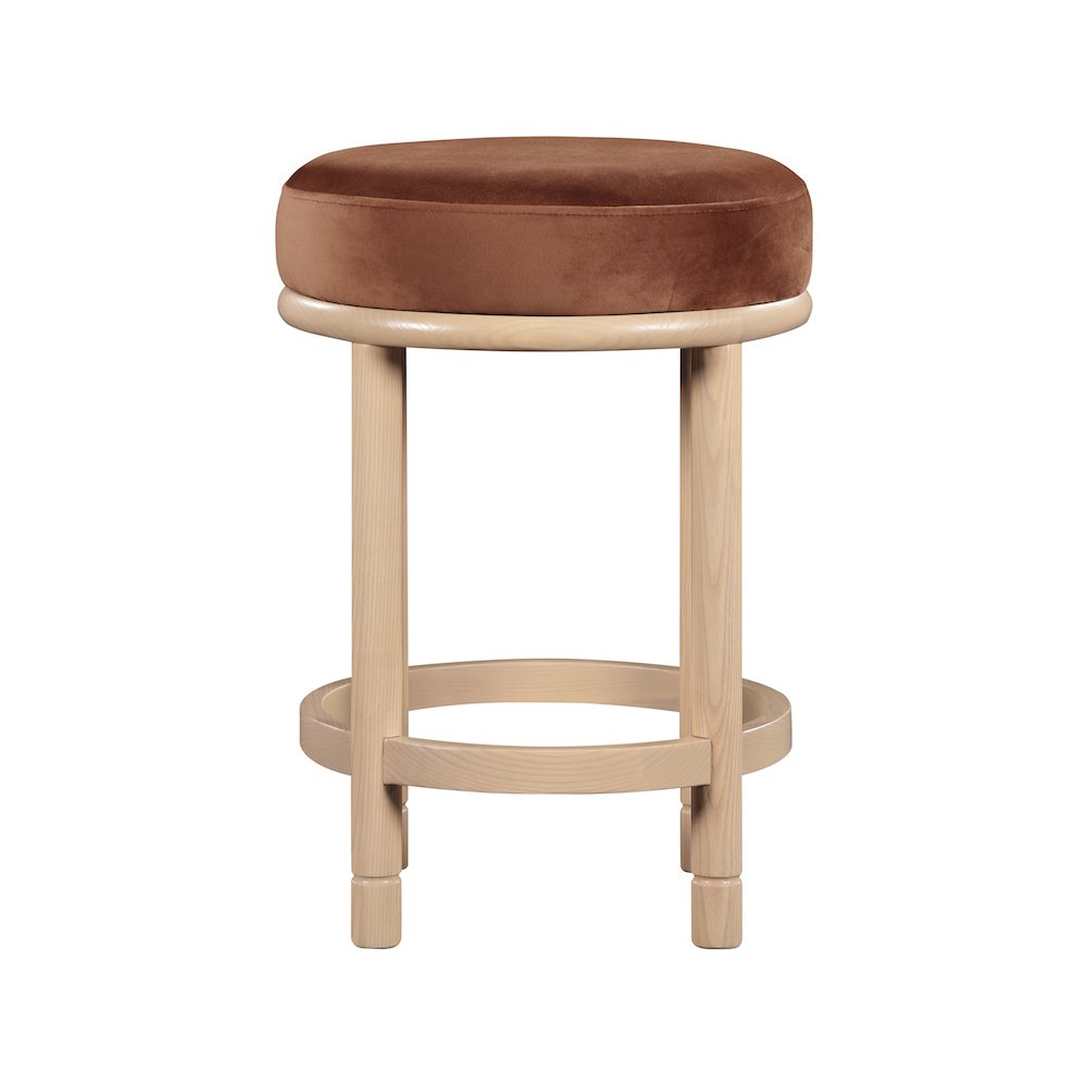 Monette Cognac Velvet Counter Stool. Picture 2