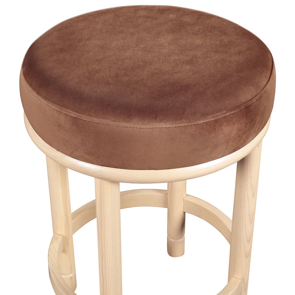 Monette Cognac Velvet Counter Stool. Picture 3