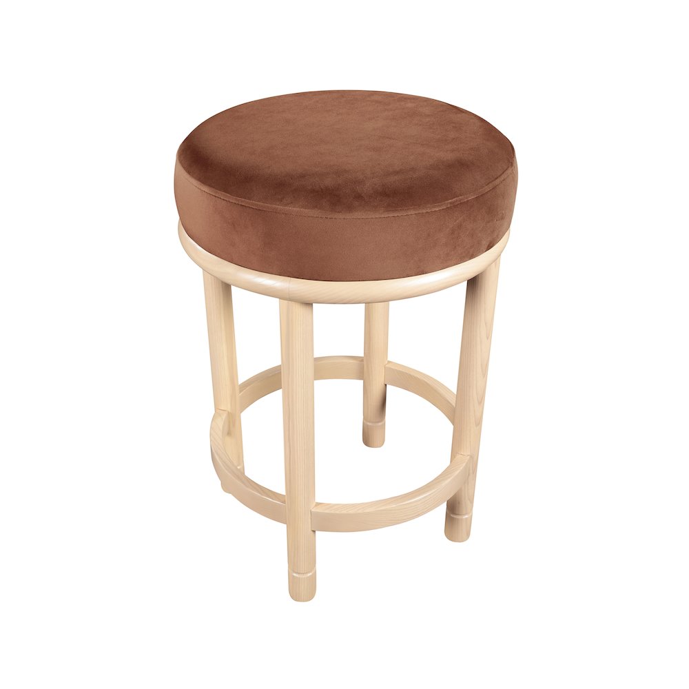 Monette Cognac Velvet Counter Stool. Picture 4