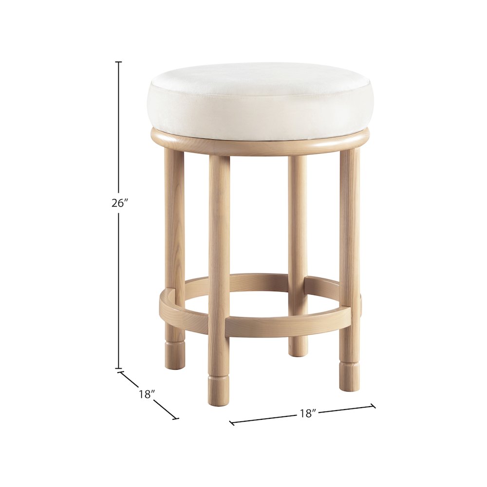 Monette Cream Velvet Counter Stool. Picture 5