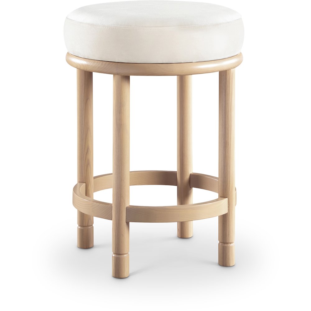 Monette Cream Velvet Counter Stool. Picture 1