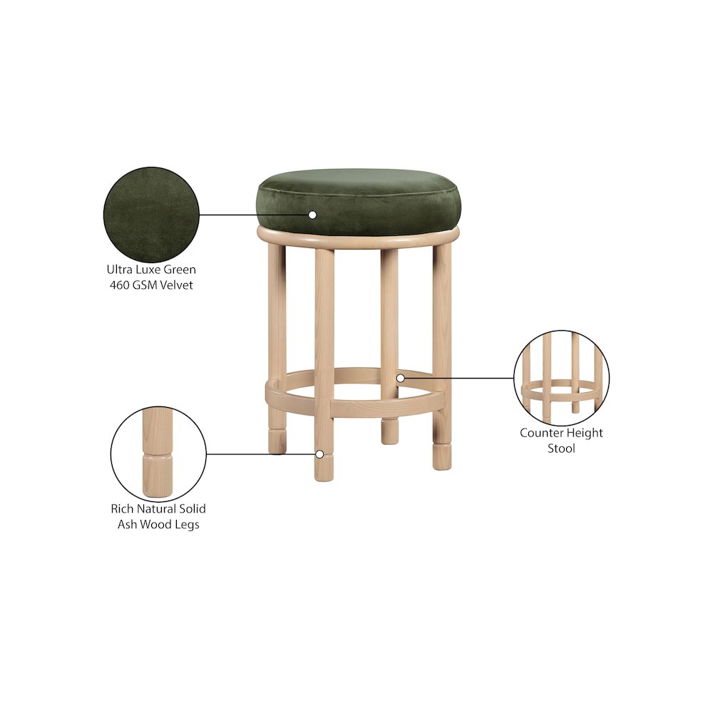 Monette Green Velvet Counter Stool. Picture 6