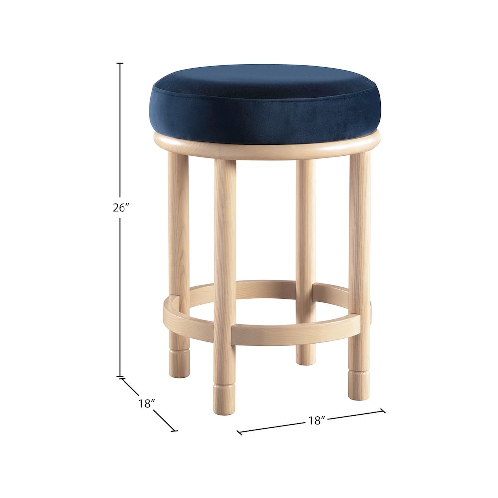 Monette Navy Velvet Counter Stool. Picture 5
