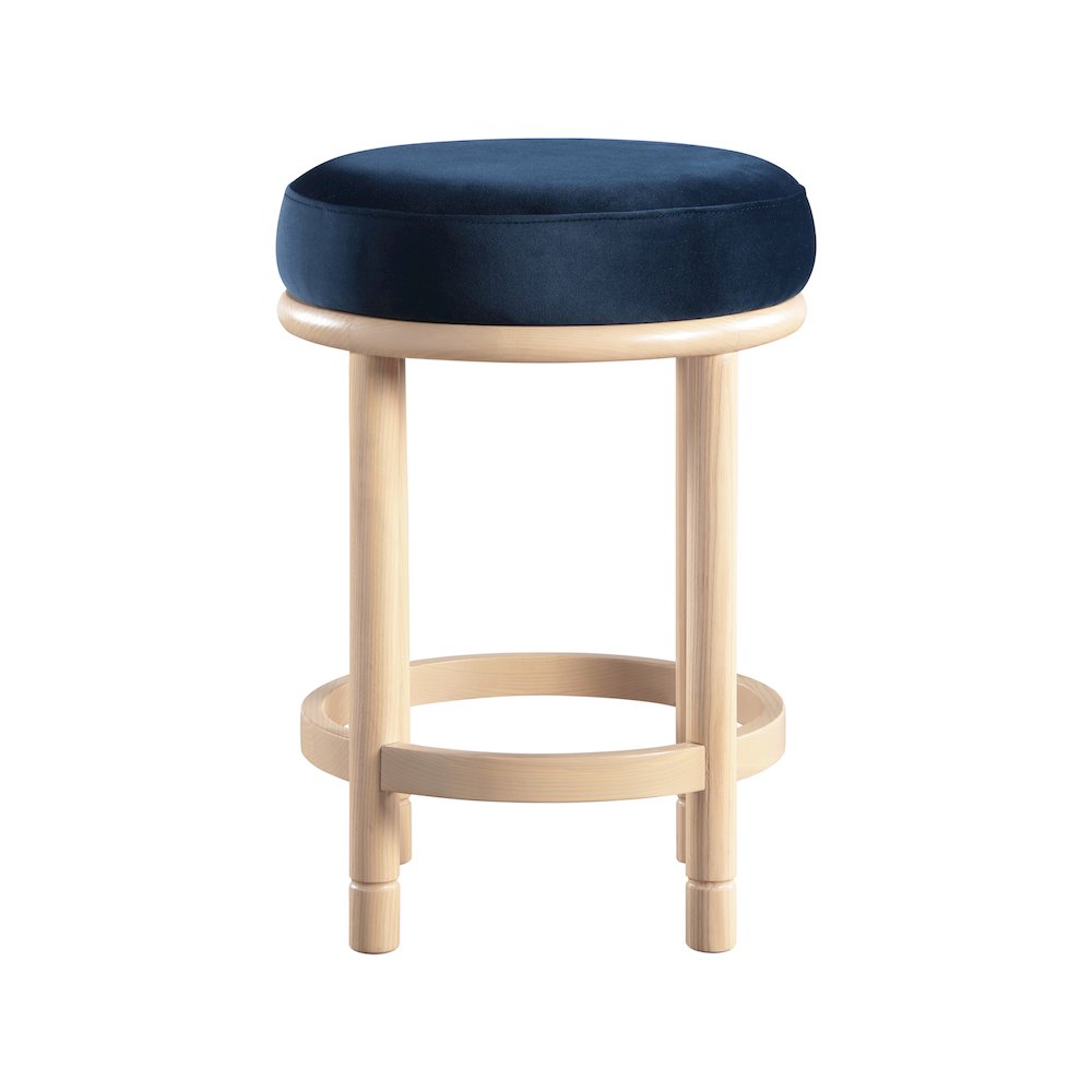 Monette Navy Velvet Counter Stool. Picture 2