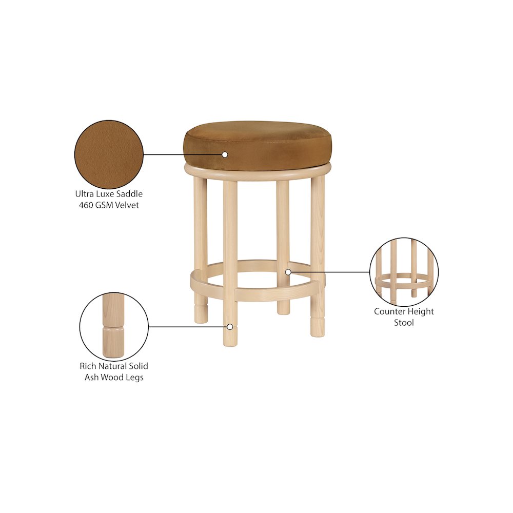 Monette Saddle Velvet Counter Stool. Picture 6