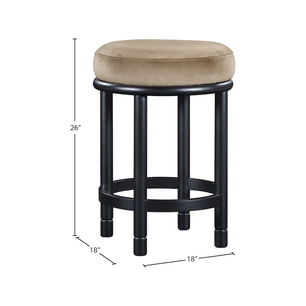 Monette Beige Velvet Counter Stool. Picture 5
