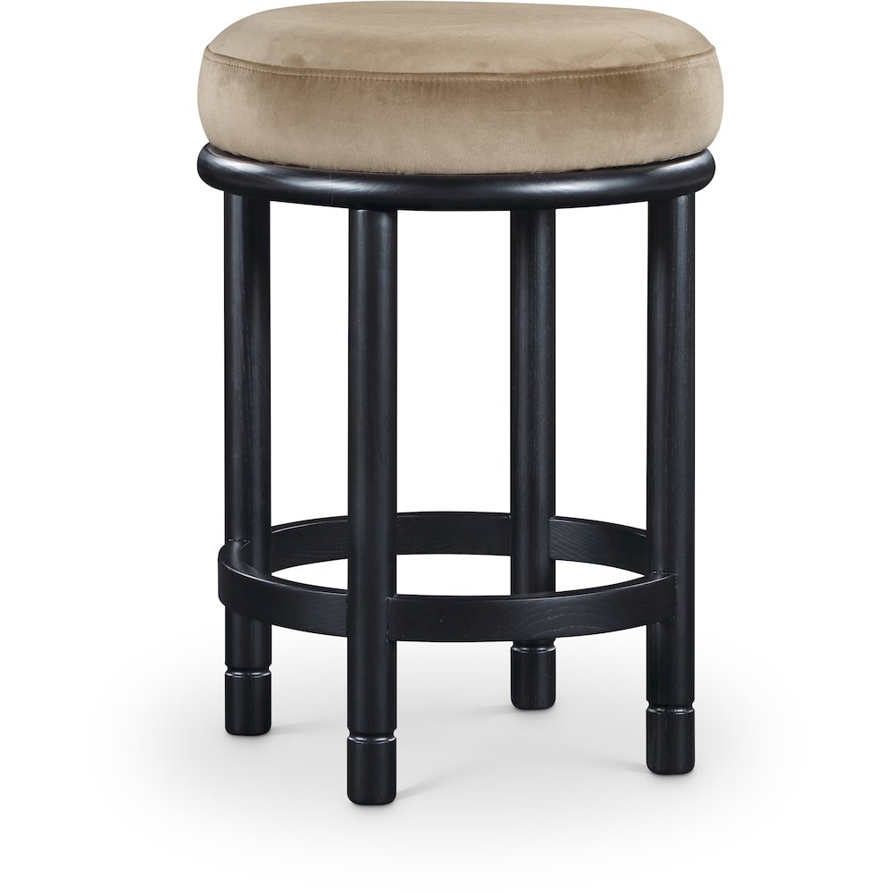 Monette Beige Velvet Counter Stool. Picture 1