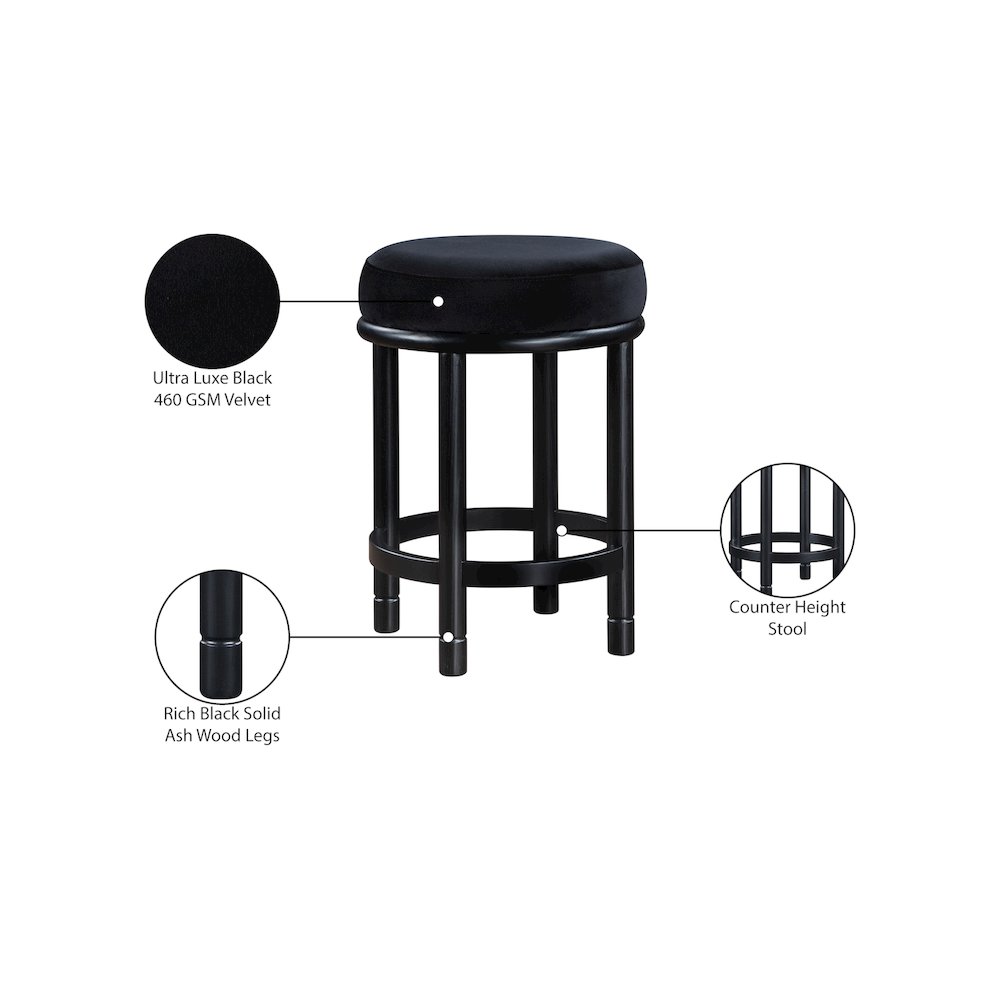 Monette Black Velvet Counter Stool. Picture 6