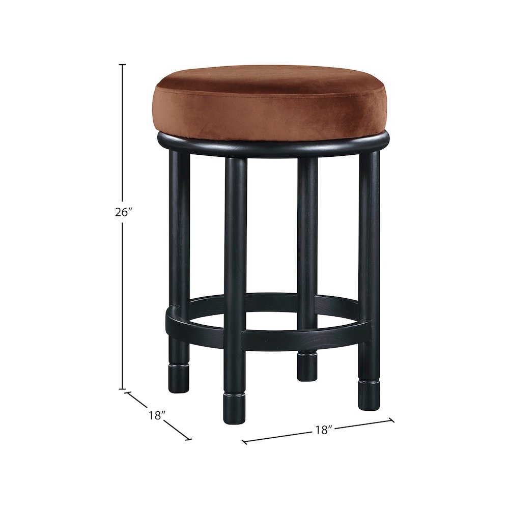 Monette Cognac Velvet Counter Stool. Picture 5