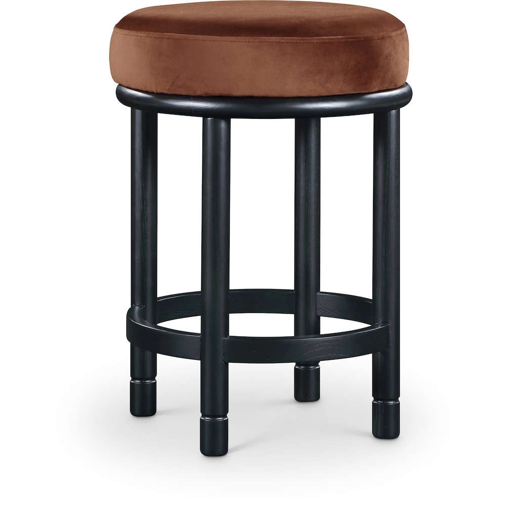 Monette Cognac Velvet Counter Stool. Picture 1