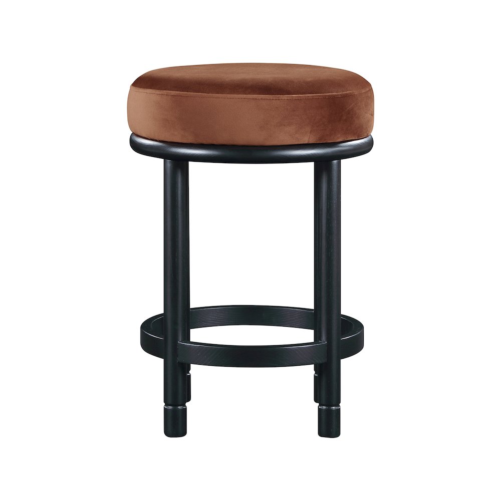 Monette Cognac Velvet Counter Stool. Picture 2