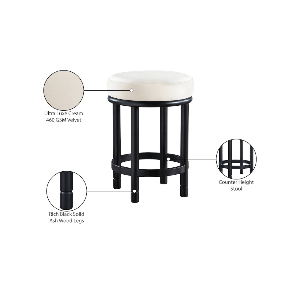 Monette Cream Velvet Counter Stool. Picture 6
