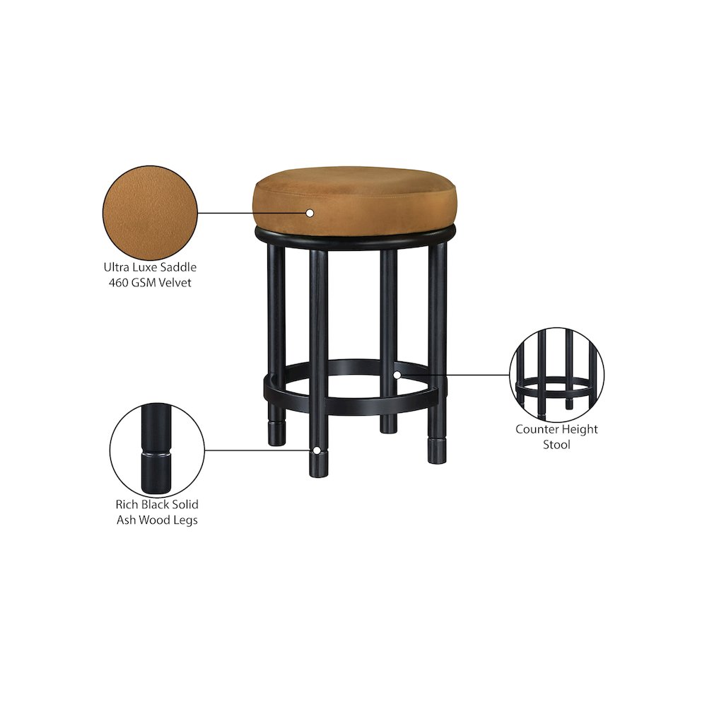 Monette Saddle Velvet Counter Stool. Picture 6