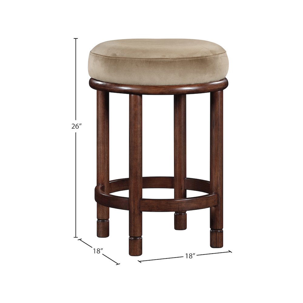 Monette Beige Velvet Counter Stool. Picture 5