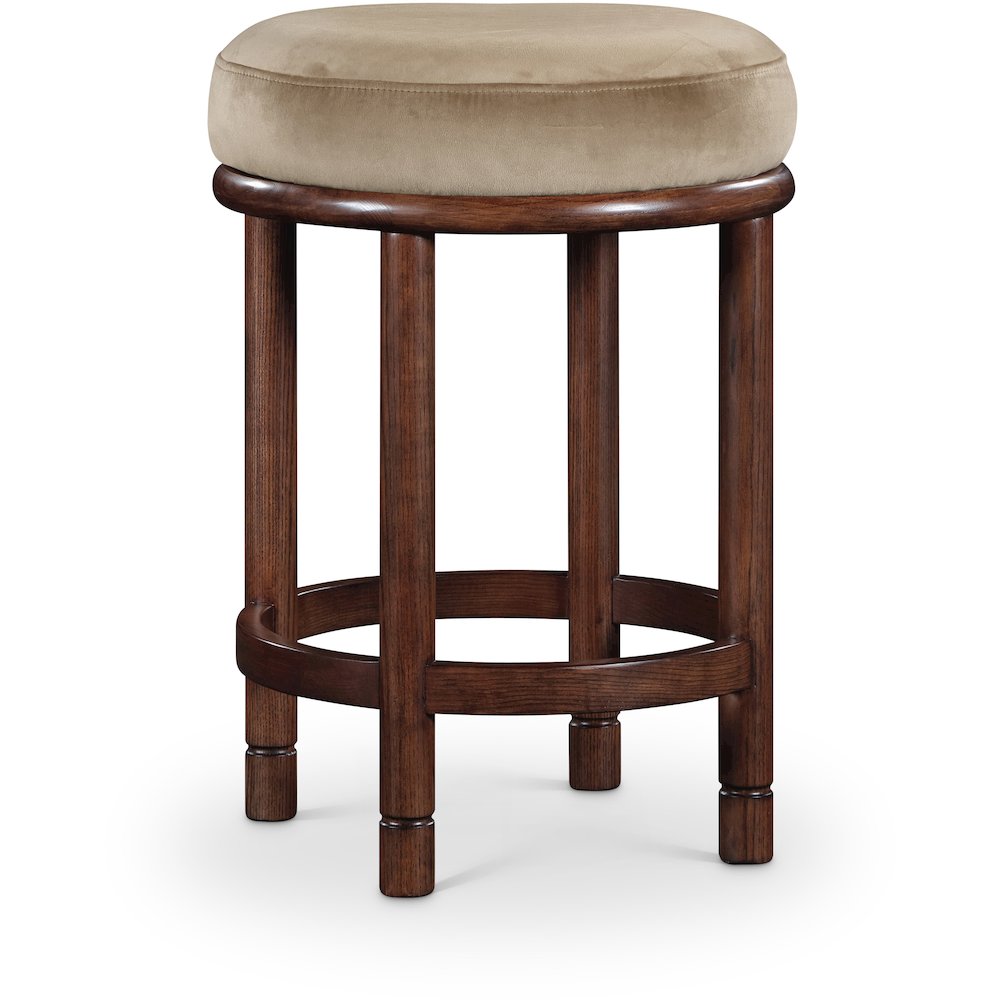 Monette Beige Velvet Counter Stool. Picture 1