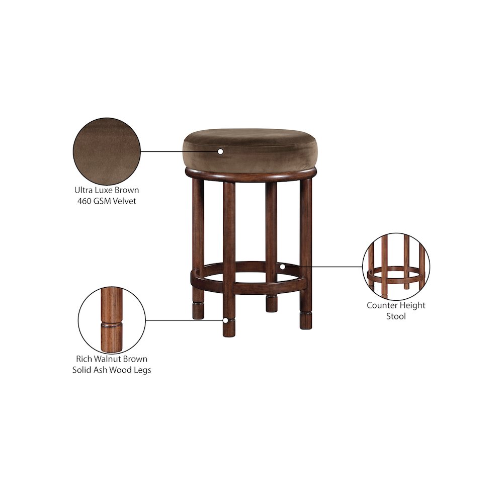 Monette Brown Velvet Counter Stool. Picture 6