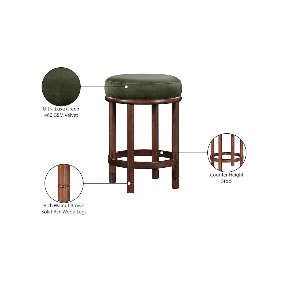 Monette Green Velvet Counter Stool. Picture 6