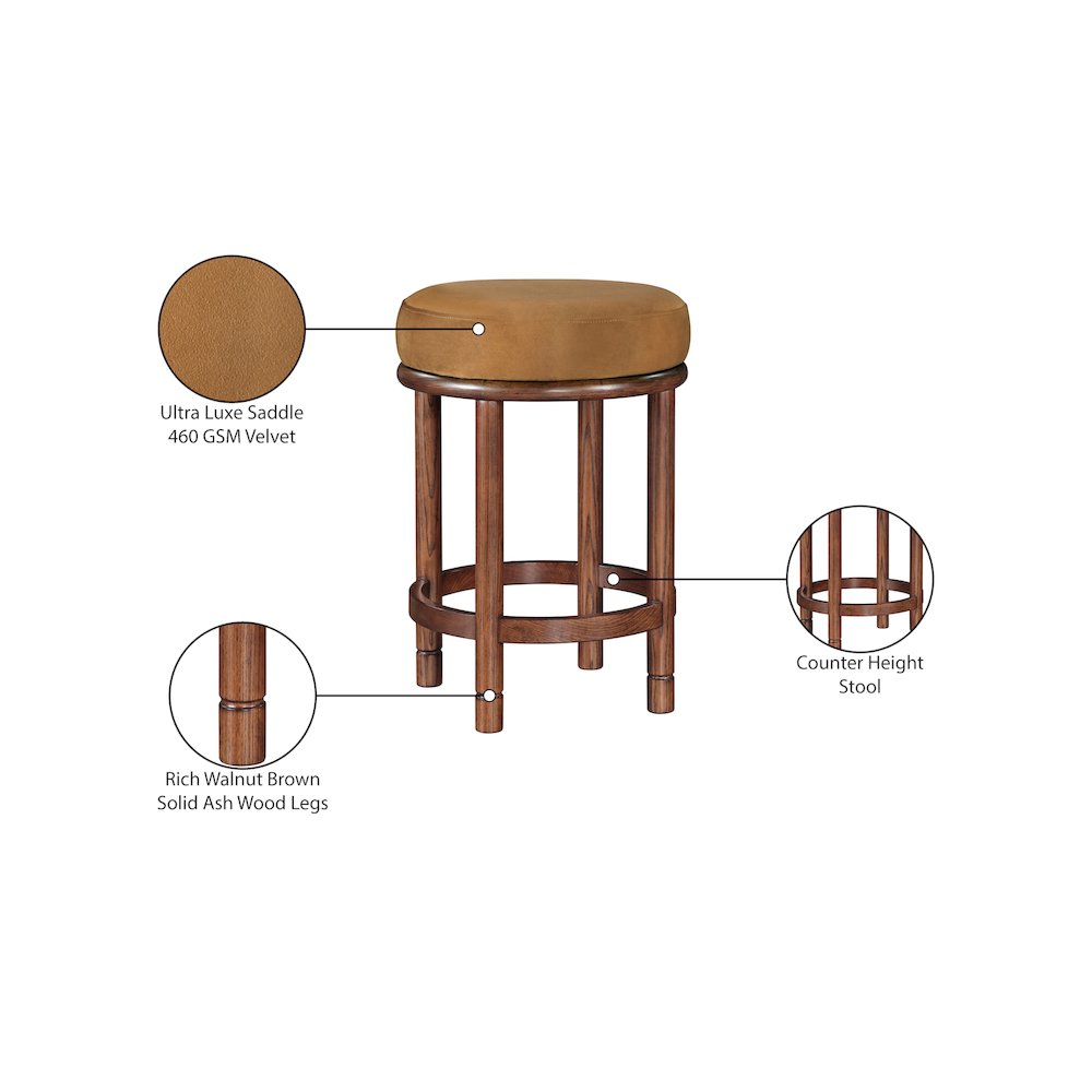 Monette Saddle Velvet Counter Stool. Picture 6