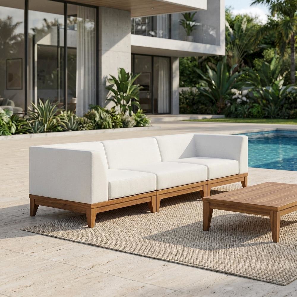 Contemporary White Fabric Outdoor Modular Sofa For Patio</S>. Picture 3