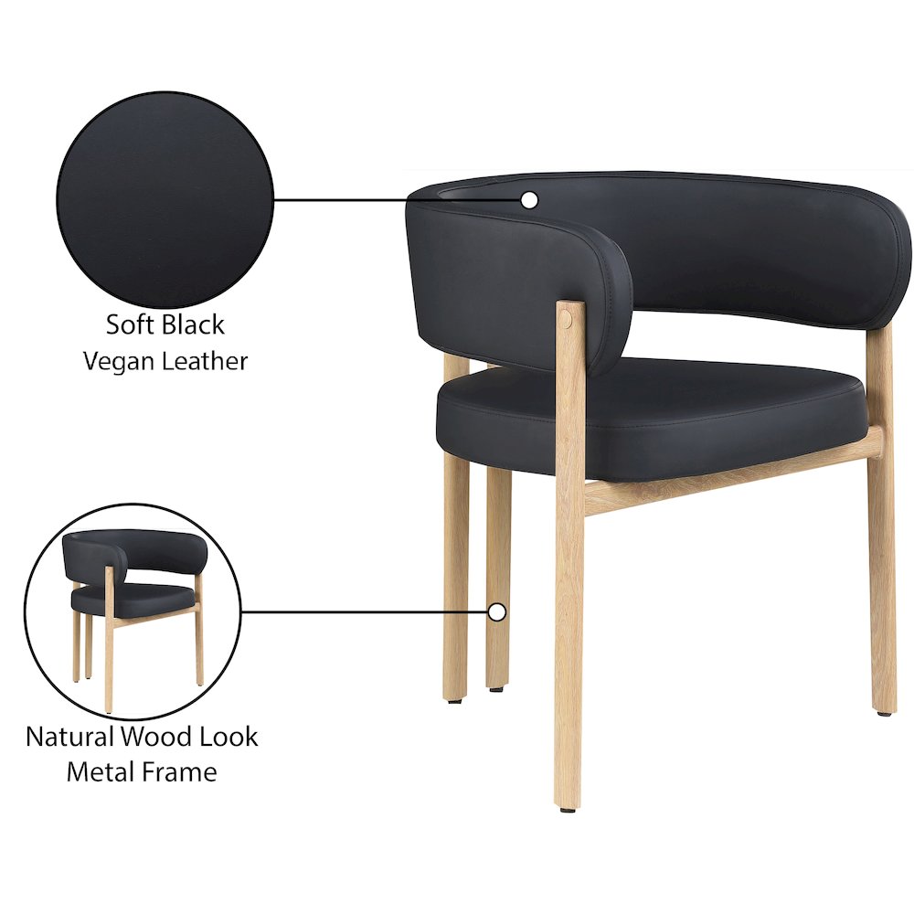 Gideon Black Vegan Leather Dining Chair, Set of 2. Picture 8