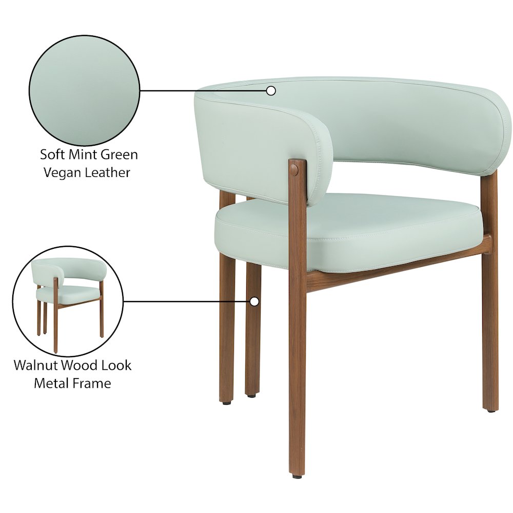 Gideon Mint Green Vegan Leather Dining Chair, Set of 2. Picture 8