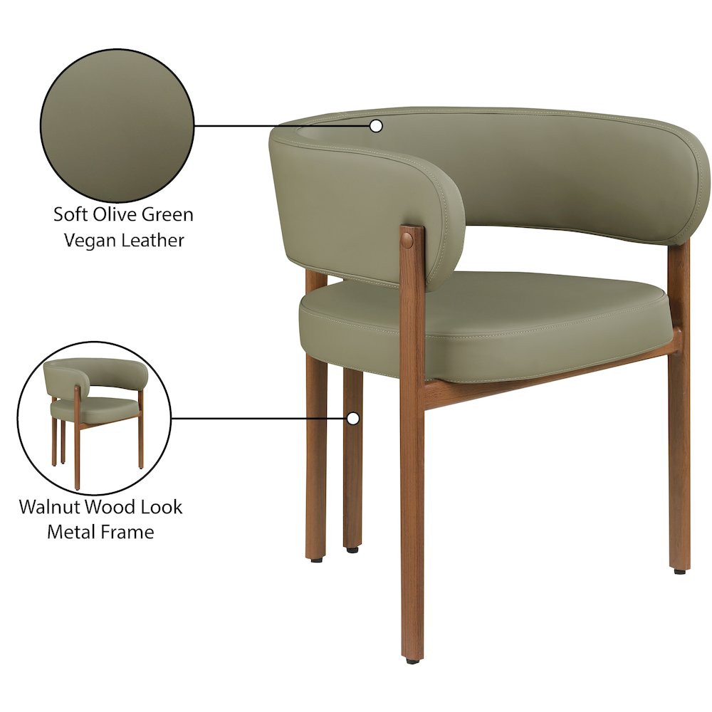 Gideon Olive Green Vegan Leather Dining Chair, Set of 2. Picture 8
