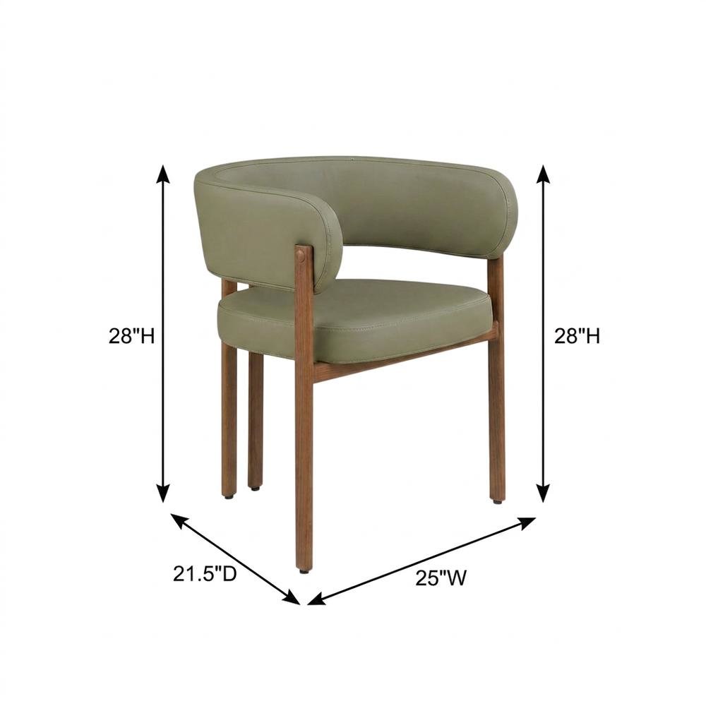 Vegan Leather Dining Chairs, Kitchen Chairs, Olive Green Vegan Leather, Set of 2. Picture 6