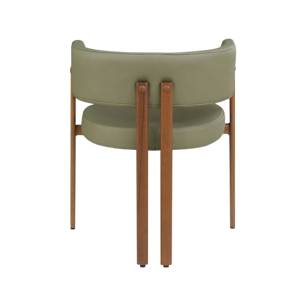 Vegan Leather Dining Chairs, Kitchen Chairs, Olive Green Vegan Leather, Set of 2. Picture 2