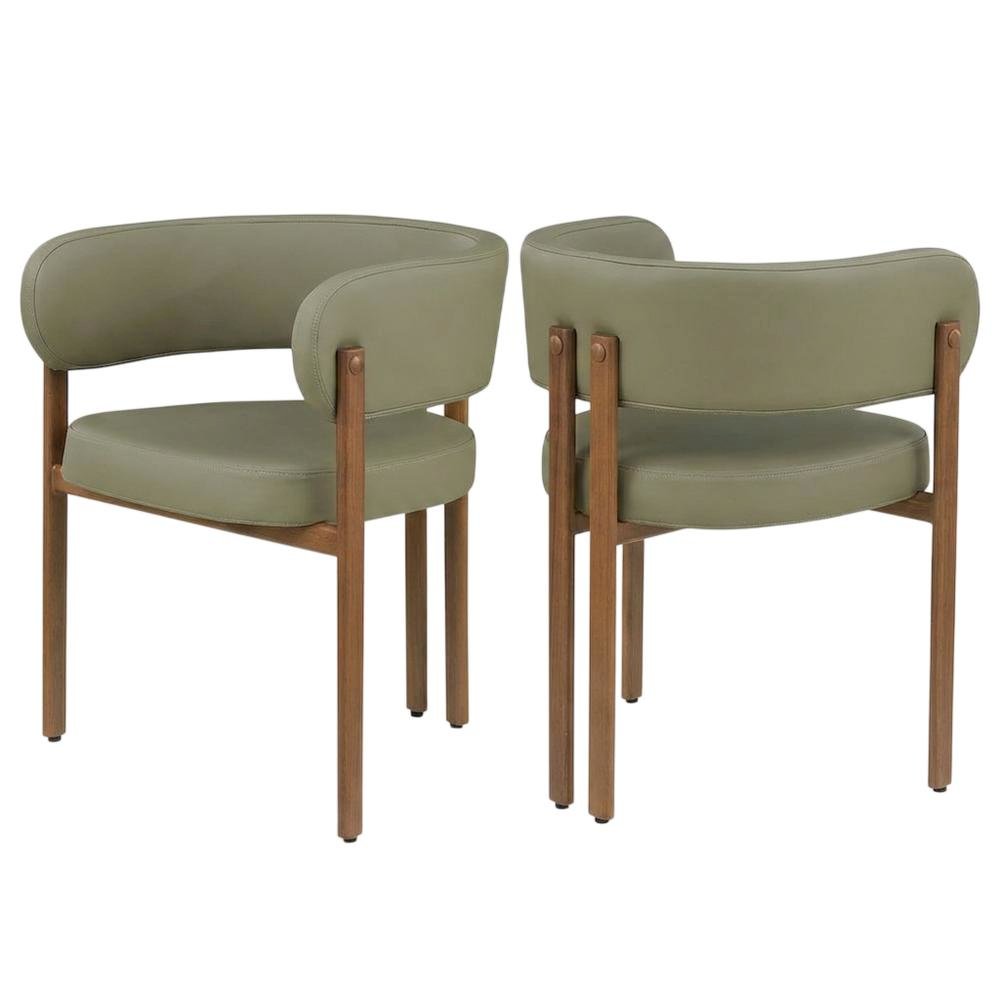 Vegan Leather Dining Chairs, Kitchen Chairs, Olive Green Vegan Leather, Set of 2. Picture 5