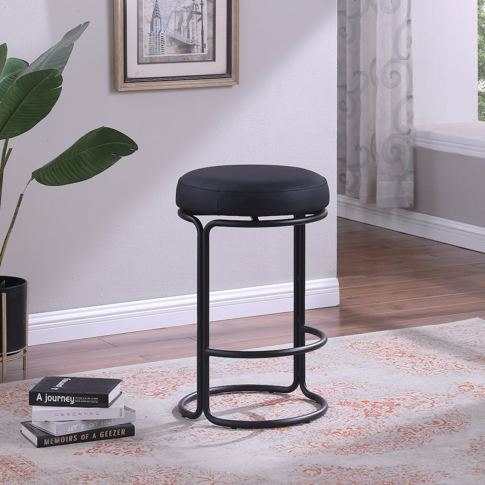 Madison Black Vegan Leather Counter Stool, Set of 2. Picture 1