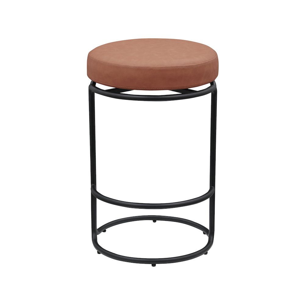 Madison Cognac Vegan Leather Counter Stool, Set of 2. Picture 2