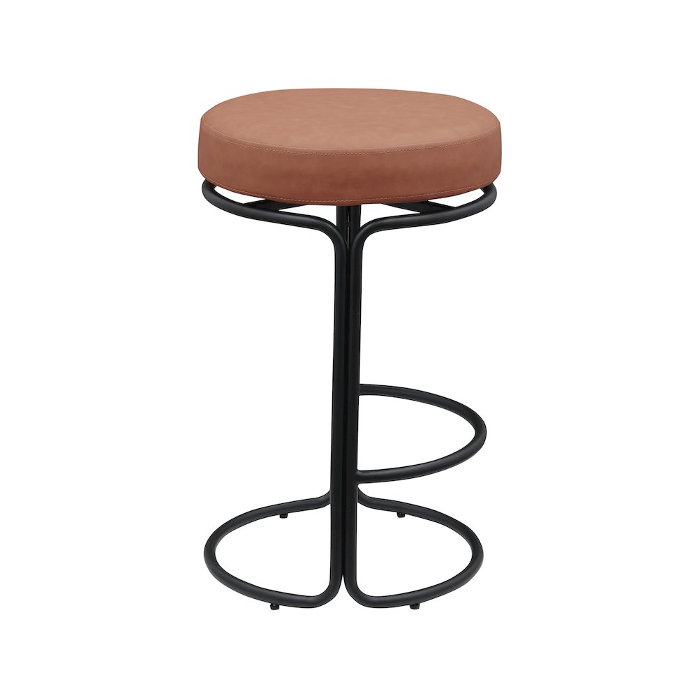 Madison Cognac Vegan Leather Counter Stool, Set of 2. Picture 3