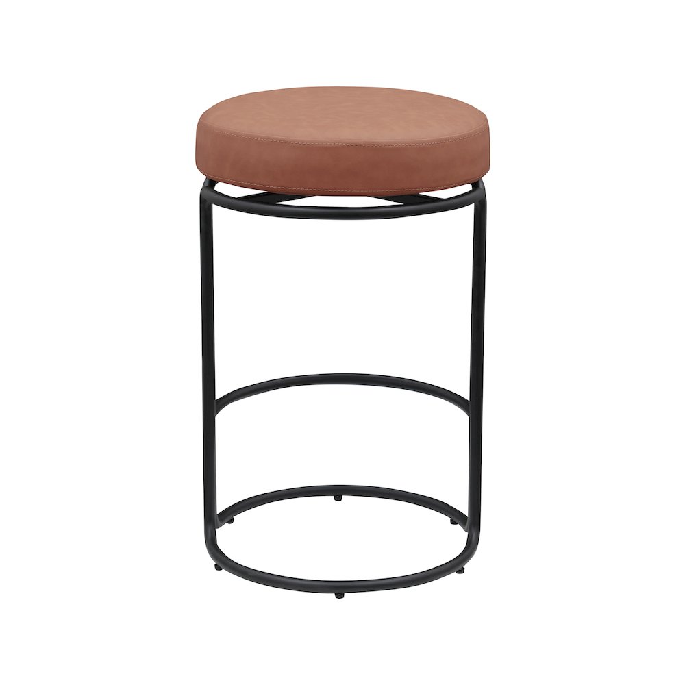 Madison Cognac Vegan Leather Counter Stool, Set of 2. Picture 4