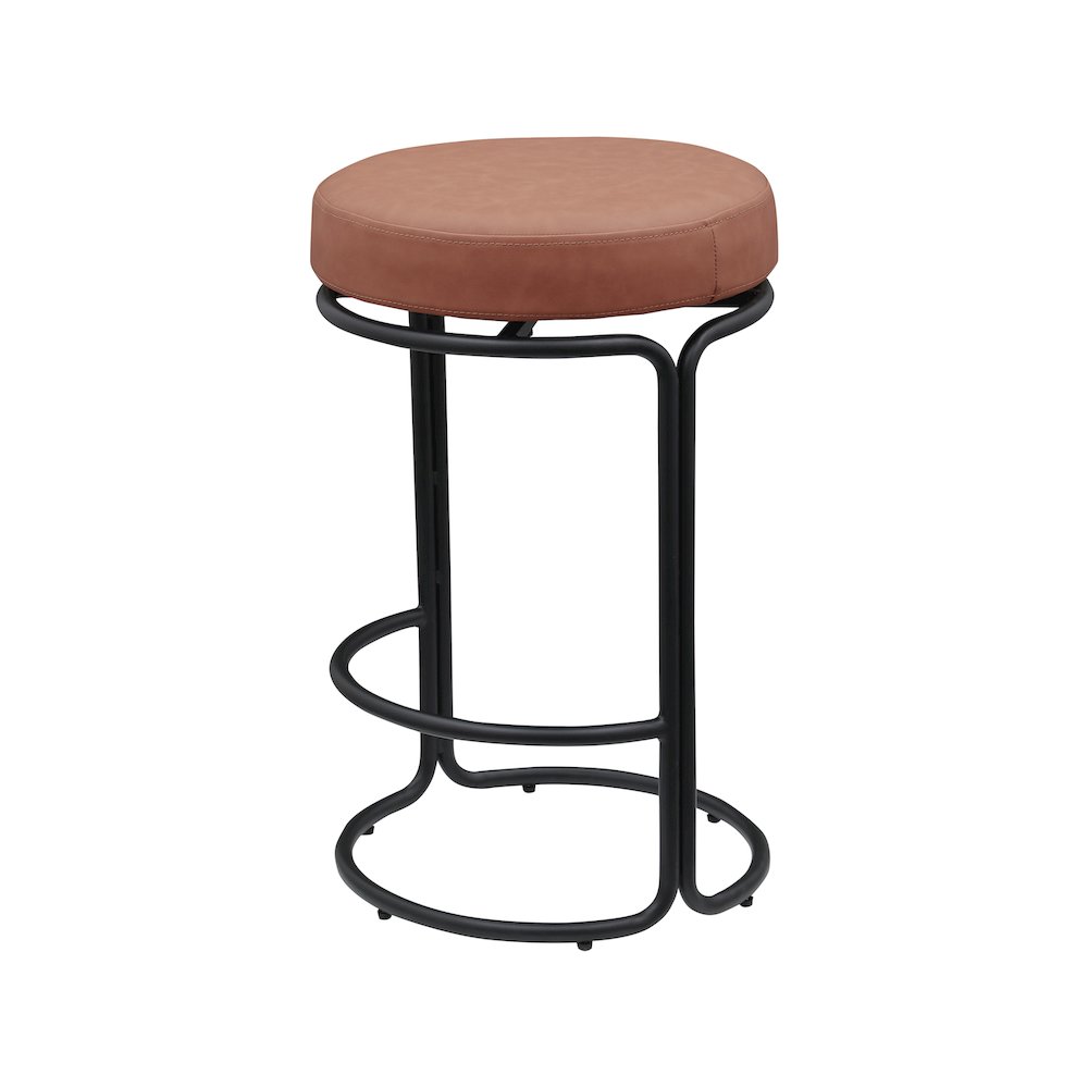 Madison Cognac Vegan Leather Counter Stool, Set of 2. Picture 5