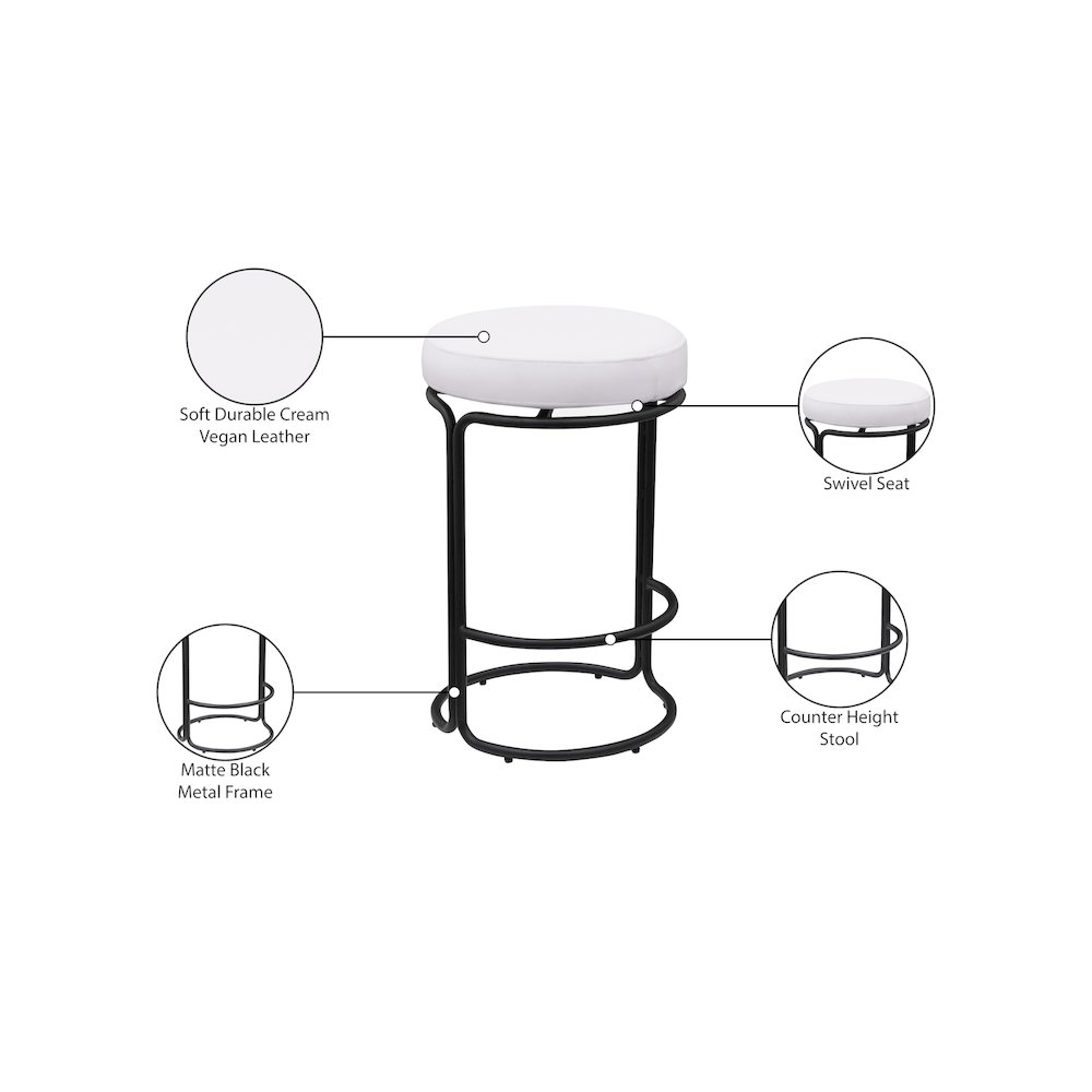 Madison Cream Vegan Leather Counter Stool, Set of 2. Picture 8