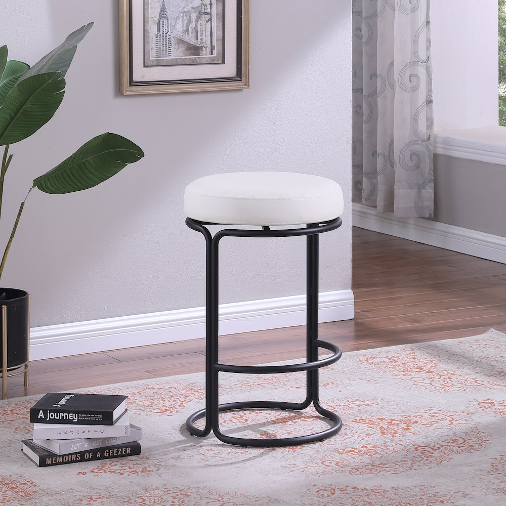 Madison Cream Vegan Leather Counter Stool, Set of 2. Picture 1