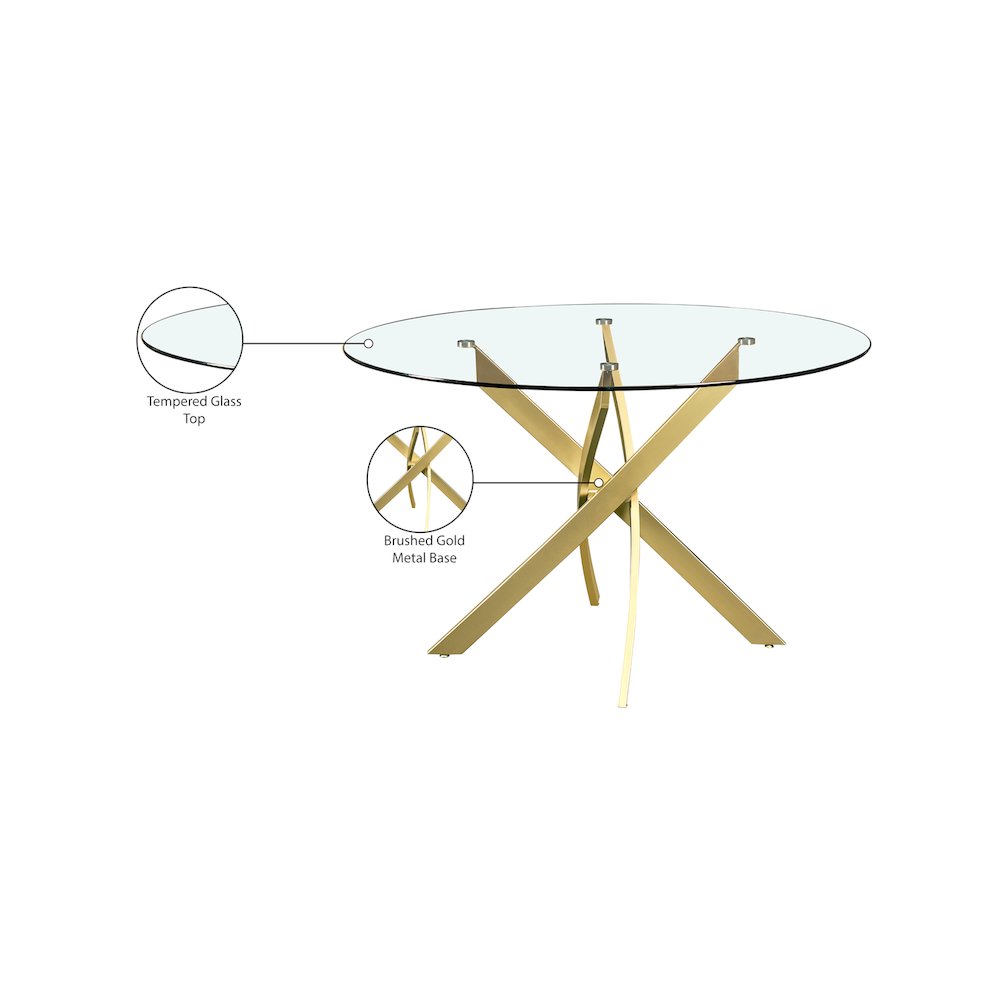 Xander Brushed Gold Dining Table. Picture 4