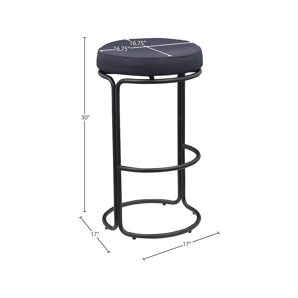 Madison Black Vegan Leather Bar Stool, Set of 2. Picture 6