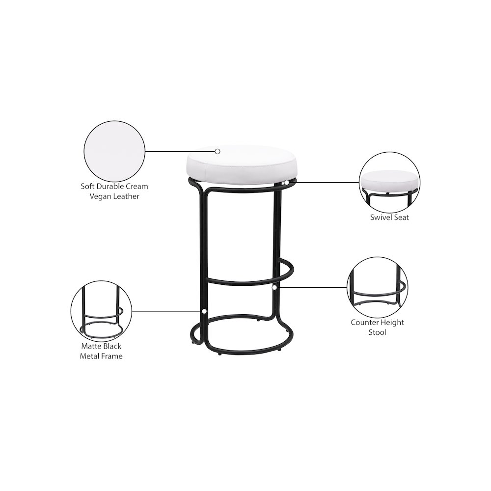 Madison Cream Vegan Leather Bar Stool, Set of 2. Picture 7